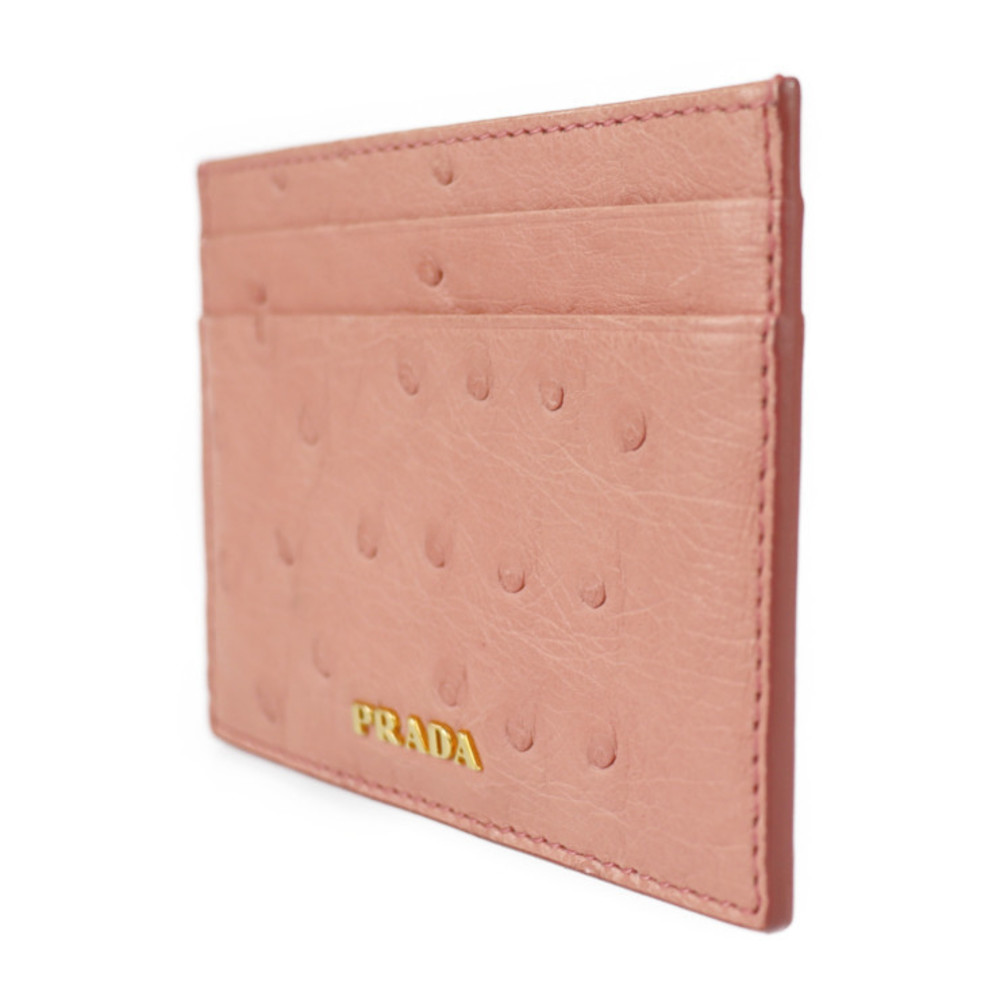 Prada Pink Holder Card Ostrich Case